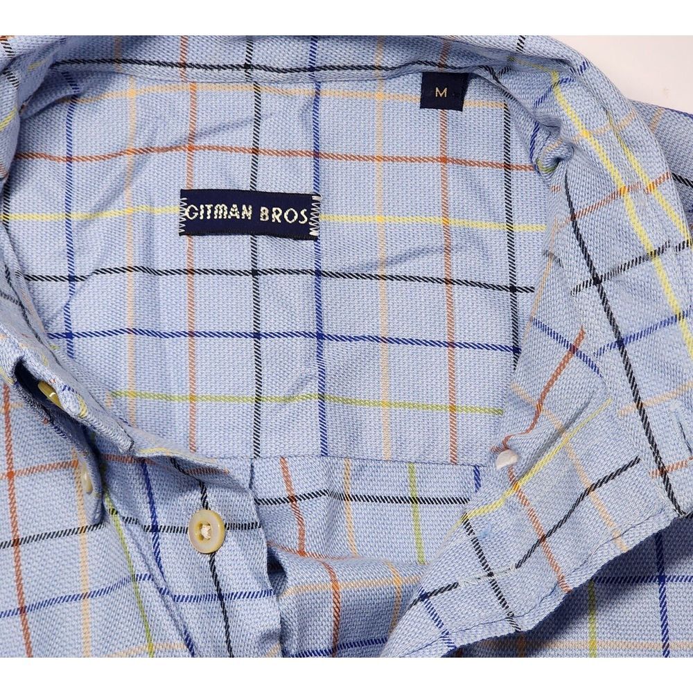Gitman Bros Mens Size M Blue Plaid Long Sleeve Button Down Shirt - Picture 4 of 12